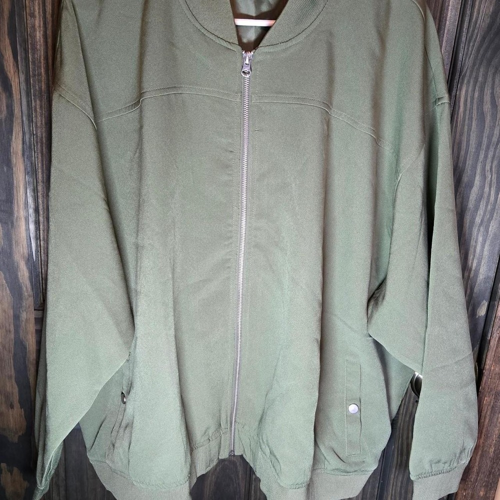 #74-Able olive-green zip up jacket